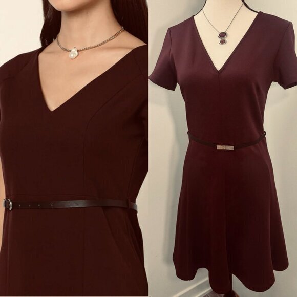 Dynamite Pencil Women's Dress V-Neck Cap Sleeve Raised Waist Bodycon Sheath M - Picture 1 of 13